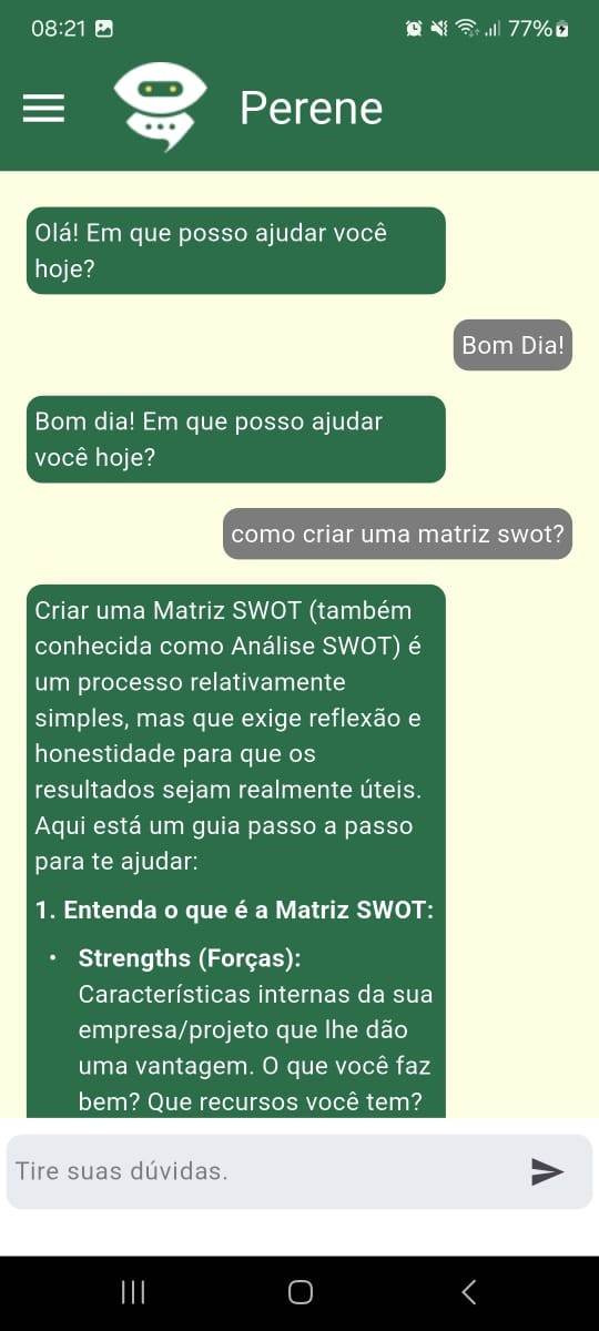 Perene Chat Bot Screenshot